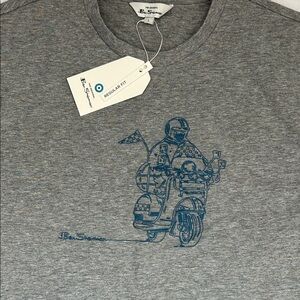 Ben Sherman Gray T-Shirt with Blue Vespa Graphic
